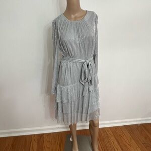 Express Silver Long Sleeve Dress
